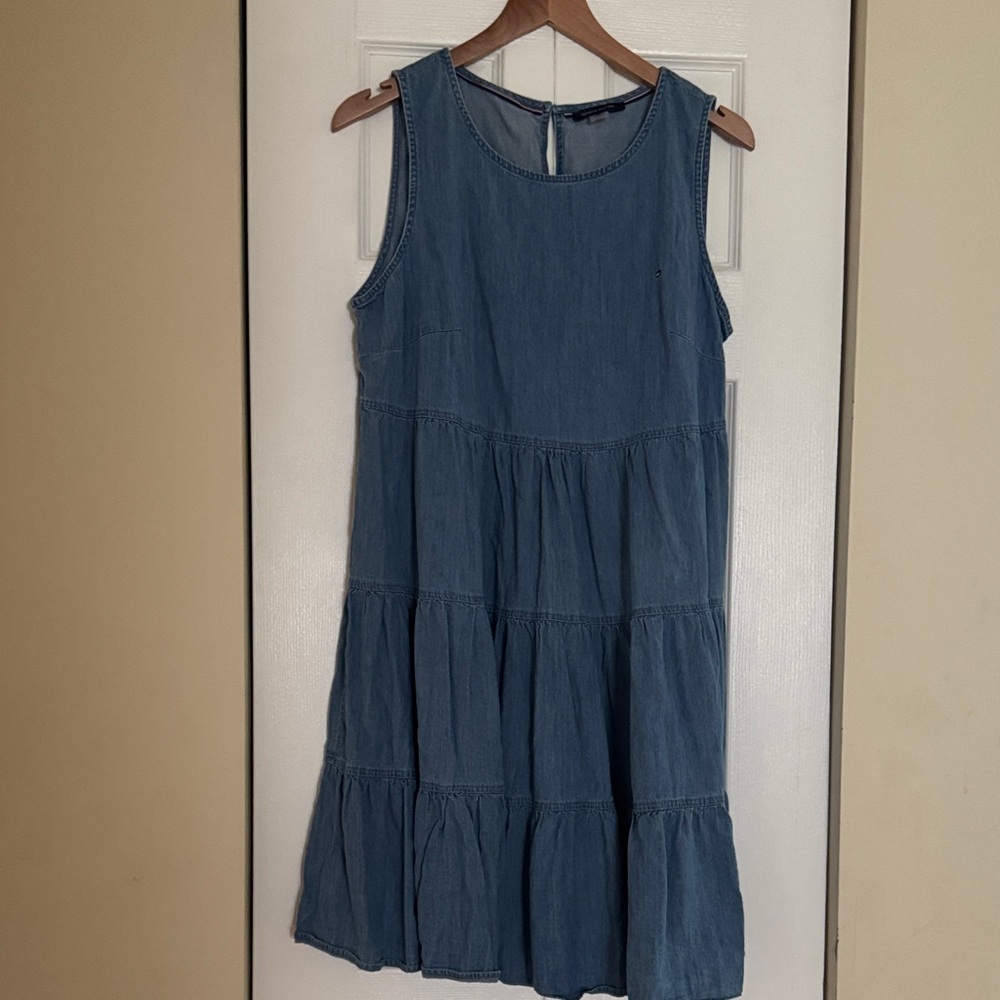 Tommy Hilfiger Denim Blue Tiered Mini Dress
